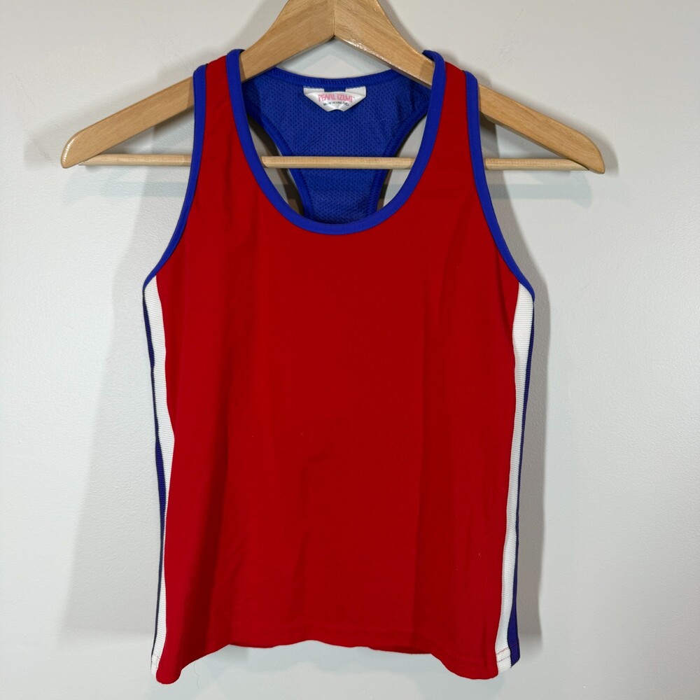 Pearl Izumi Cyclist Tank Top Medium Red Blue Racerback Made in USA MD Workout